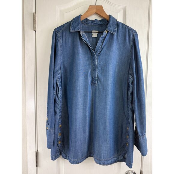 Chico's Blue Denim Tunic Top - Picture 1 of 10